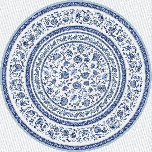 French Jacquard Round Tablecloth DECO (Dubarry. white/blue) French Jacquard Round Tablecloth DECO (Dubarry. white/blue)